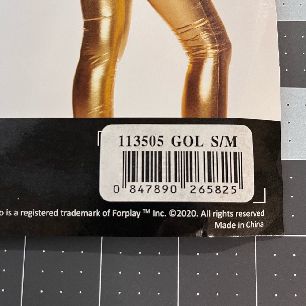 Forplay Metallic Mock Neck Gold Jumpsuit Costume - Picture 3 of 8